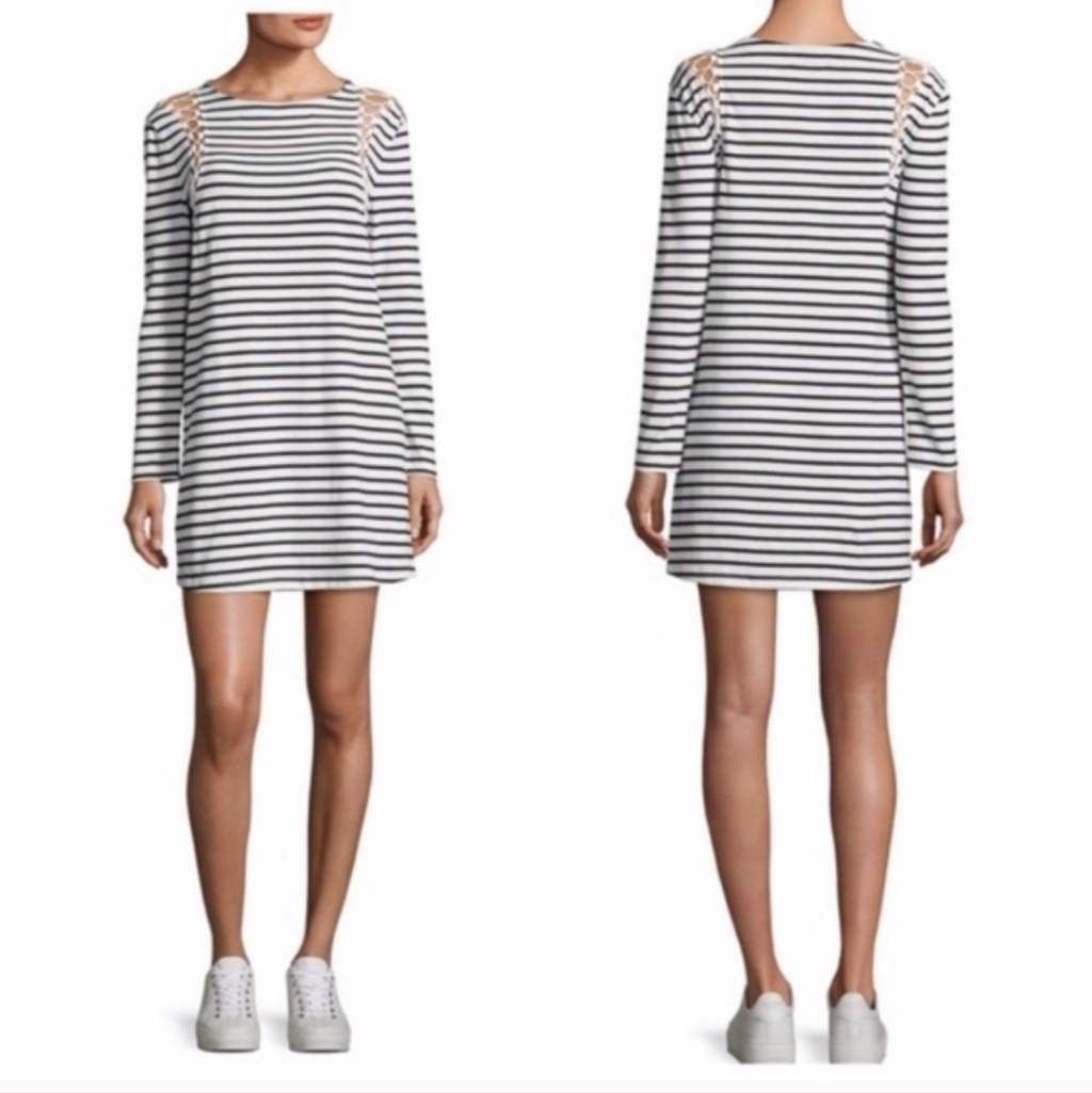 A.L.C. Chapman Lace Up Striped Cotton Mini Dress